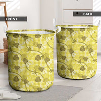 Anthurium Pikake Ti Leaf Palaka Laundry Basket Yellow Version LT01 - Polynesian Pride
