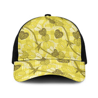 Anthurium Pikake Ti Leaf Palaka Baseball Net Cap Yellow Version LT01 One Size Black Yellow - Polynesian Pride