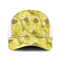 Anthurium Pikake Ti Leaf Palaka Baseball Net Cap Yellow Version LT01 One Size White Yellow - Polynesian Pride