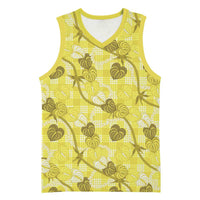 Anthurium Pikake Ti Leaf Palaka Basketball Jersey Yellow Version LT01 Unisex Yellow - Polynesian Pride