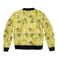 Anthurium Pikake Ti Leaf Palaka Bomber Jacket Yellow Version LT01 - Polynesian Pride