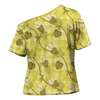 Anthurium Pikake Ti Leaf Palaka Cross Shoulder Shirt Yellow Version LT01 - Polynesian Pride