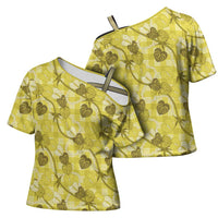 Anthurium Pikake Ti Leaf Palaka Cross Shoulder Shirt Yellow Version LT01 - Polynesian Pride
