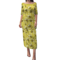 Anthurium Pikake Ti Leaf Palaka Family Matching Puletasi and Hawaiian Shirt Yellow Version LT01 Mom's Dress Yellow - Polynesian Pride