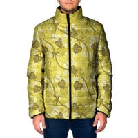 Anthurium Pikake Ti Leaf Palaka Padded Jacket Yellow Version LT01 Men Yellow - Polynesian Pride