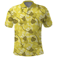 Anthurium Pikake Ti Leaf Palaka Polo Shirt Yellow Version LT01 Yellow - Polynesian Pride