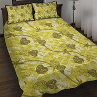 Anthurium Pikake Ti Leaf Palaka Quilt Bed Set Yellow Version LT01 Yellow - Polynesian Pride