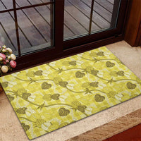 Anthurium Pikake Ti Leaf Palaka Rubber Doormat Yellow Version LT01 - Polynesian Pride