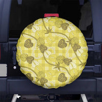 Anthurium Pikake Ti Leaf Palaka Spare Tire Cover Yellow Version LT01 No hole Yellow - Polynesian Pride