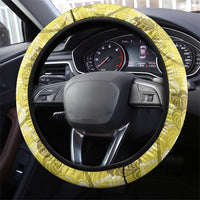 Anthurium Pikake Ti Leaf Palaka Steering Wheel Cover Yellow Version LT01 - Polynesian Pride