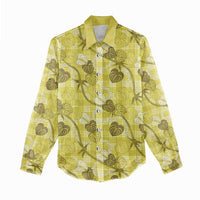 Anthurium Pikake Ti Leaf Palaka Women Casual Shirt Yellow Version LT01 - Polynesian Pride