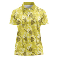 Anthurium Pikake Ti Leaf Palaka Women Polo Shirt Yellow Version LT01 Female Yellow - Polynesian Pride