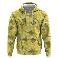 Anthurium Pikake Ti Leaf Palaka Zip Hoodie Yellow Version LT01 Pullover Hoodie Yellow - Polynesian Pride