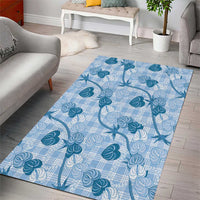 Anthurium Pikake Ti Leaf Palaka Area Rug Blue Version