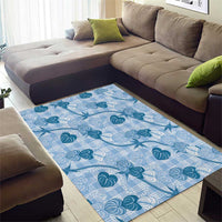 Anthurium Pikake Ti Leaf Palaka Area Rug Blue Version
