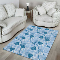 Anthurium Pikake Ti Leaf Palaka Area Rug Blue Version