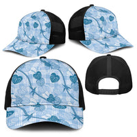 Anthurium Pikake Ti Leaf Palaka Baseball Net Cap Blue Version LT01 - Polynesian Pride