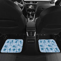 Anthurium Pikake Ti Leaf Palaka Car Mats Blue Version LT01 Set 2pcs - Back Blue - Polynesian Pride