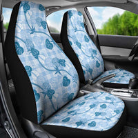 Anthurium Pikake Ti Leaf Palaka Car Seat Cover Blue Version LT01 - Polynesian Pride