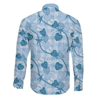 Anthurium Pikake Ti Leaf Palaka Family Matching Summer Maxi Dress and Hawaiian Shirt Blue Version LT01 - Polynesian Pride