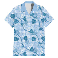 Anthurium Pikake Ti Leaf Palaka Hawaiian Shirt Blue Version LT01 Blue - Polynesian Pride
