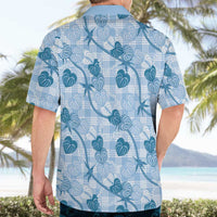 Anthurium Pikake Ti Leaf Palaka Hawaiian Shirt Blue Version LT01 - Polynesian Pride