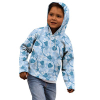 Anthurium Pikake Ti Leaf Palaka Kid Hoodie Blue Version LT01 - Polynesian Pride