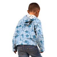 Anthurium Pikake Ti Leaf Palaka Kid Hoodie Blue Version LT01 - Polynesian Pride