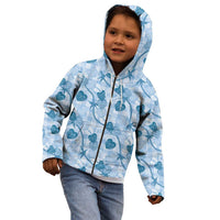 Anthurium Pikake Ti Leaf Palaka Kid Hoodie Blue Version LT01 - Polynesian Pride