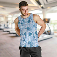 Anthurium Pikake Ti Leaf Palaka Men Tank Top Blue Version LT01 Blue - Polynesian Pride