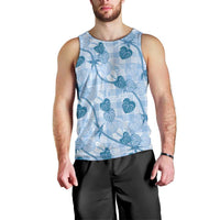Anthurium Pikake Ti Leaf Palaka Men Tank Top Blue Version LT01 - Polynesian Pride