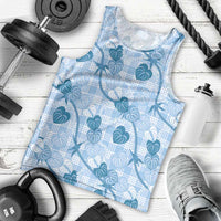 Anthurium Pikake Ti Leaf Palaka Men Tank Top Blue Version LT01 - Polynesian Pride