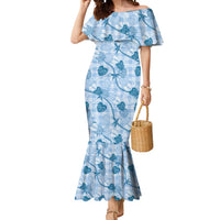 Anthurium Pikake Ti Leaf Palaka Mermaid Dress Blue Version LT01 Women Blue - Polynesian Pride
