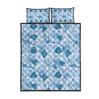Anthurium Pikake Ti Leaf Palaka Quilt Bed Set Blue Version LT01 - Polynesian Pride