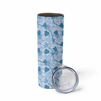 Anthurium Pikake Ti Leaf Palaka Skinny Tumbler Blue Version LT01 - Polynesian Pride