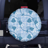 Anthurium Pikake Ti Leaf Palaka Spare Tire Cover Blue Version LT01 No hole Blue - Polynesian Pride