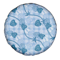 Anthurium Pikake Ti Leaf Palaka Spare Tire Cover Blue Version LT01 - Polynesian Pride