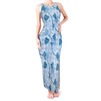 Anthurium Pikake Ti Leaf Palaka Tank Maxi Dress Blue Version LT01 Women Blue - Polynesian Pride