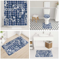Hibiscus Pakala Cobalt Blue Royal Bathroom Set Tropical Floral Stylized - Polynesian Pride