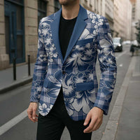 Hibiscus Pakala Cobalt Blue Royal Blazer Tropical Floral Stylized - Polynesian Pride
