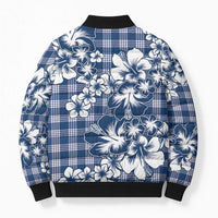 Hibiscus Pakala Cobalt Blue Royal Bomber Puffer Jacket Tropical Floral Stylized - Polynesian Pride