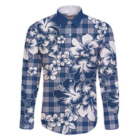 Hibiscus Pakala Cobalt Blue Royal Family Matching Puletasi and Hawaiian Shirt Tropical Floral Stylized - Polynesian Pride