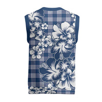 Hibiscus Pakala Cobalt Blue Royal Christmas Knitted V-Neck Vest Tropical Floral Stylized LT01 - Polynesian Pride