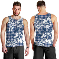 Hibiscus Pakala Cobalt Blue Royal Men Tank Top Tropical Floral Stylized - Polynesian Pride