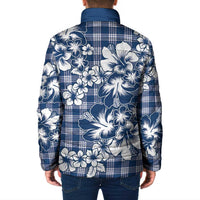 Hibiscus Pakala Cobalt Blue Royal Padded Jacket Tropical Floral Stylized - Polynesian Pride