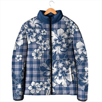 Hibiscus Pakala Cobalt Blue Royal Padded Jacket Tropical Floral Stylized - Polynesian Pride