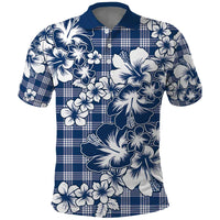 Hibiscus Pakala Cobalt Blue Royal Polo Shirt Tropical Floral Stylized LT01 Blue - Polynesian Pride