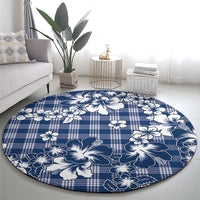 Hibiscus Pakala Cobalt Blue Royal Round Carpet Tropical Floral Stylized - Polynesian Pride