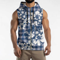 Hibiscus Pakala Cobalt Blue Royal Sleeveless Zip Hoodie Tropical Floral Stylized - Polynesian Pride