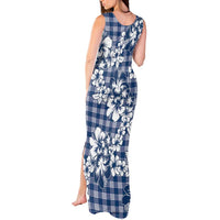 Hibiscus Pakala Cobalt Blue Royal Tank Maxi Dress Tropical Floral Stylized - Polynesian Pride